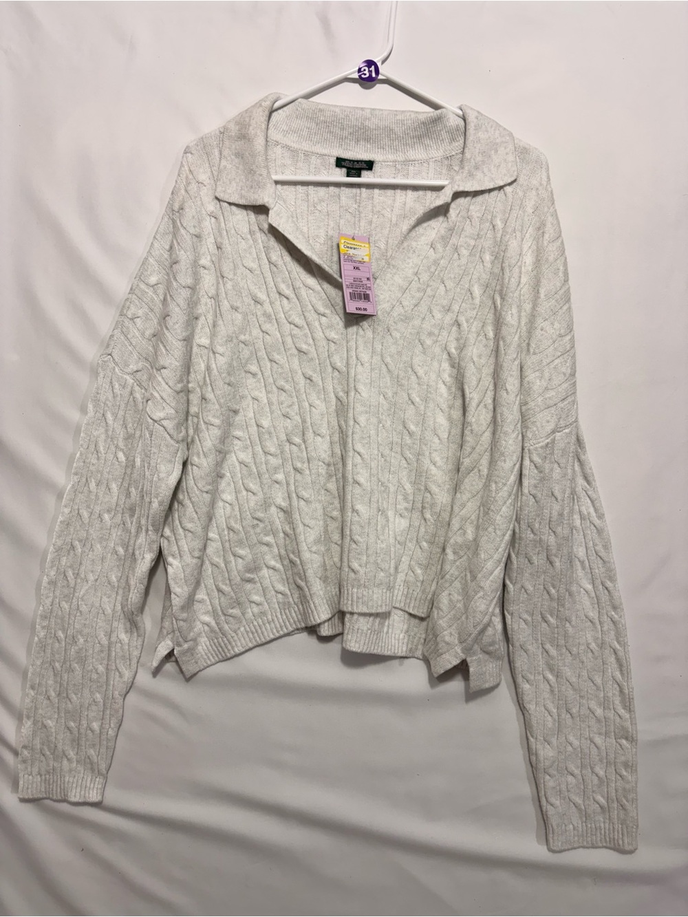 Women’s XXL Wild Fable knit gray cable sweater NWT